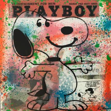 Peinture Snoopy play boy par Kikayou | Tableau Pop-art Acrylique, Collage, Graffiti Icones Pop