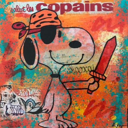 Peinture Snoopy corsaire par Kikayou | Tableau Pop-art Acrylique, Collage, Graffiti Icones Pop
