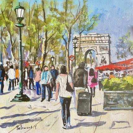 Peinture En alllant vers l Arc de Triomphe  par Lallemand Yves | Tableau Figuratif Acrylique Urbain