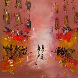 Pintura Balade en Ville por Raffin Christian | Pintura Figurative Oil Urban