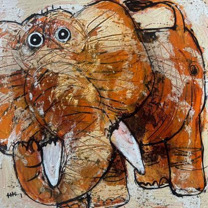 Peinture Elephant par Maury Hervé | Tableau Art Singulier Encre, Pigments, Posca, Sable Animaux