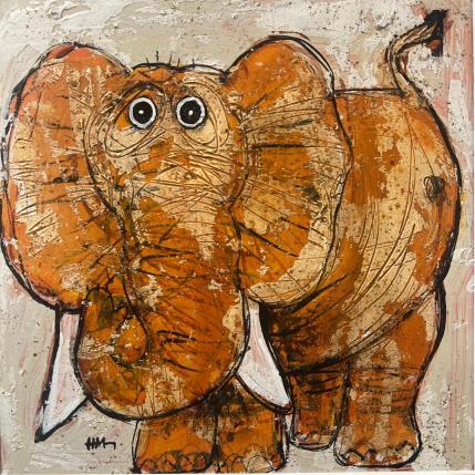 Peinture Elephant par Maury Hervé | Tableau Art Singulier Encre, Pigments, Posca, Sable Animaux