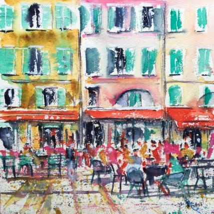Peinture Nice Ambiance café  par Hoffmann Elisabeth | Tableau Figuratif Aquarelle Urbain
