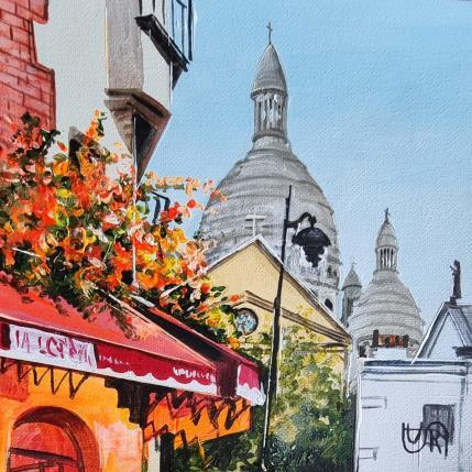 Peinture Montmartre silhouettes par Rasa | Tableau Figuratif Acrylique Urbain
