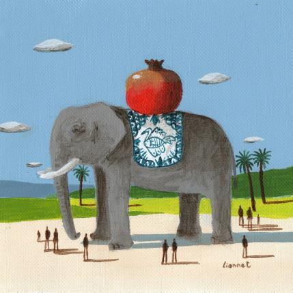 Peinture éléphant à la grenade par Lionnet Pascal | Tableau Surréalisme Acrylique Animaux, Paysages, Scènes de vie