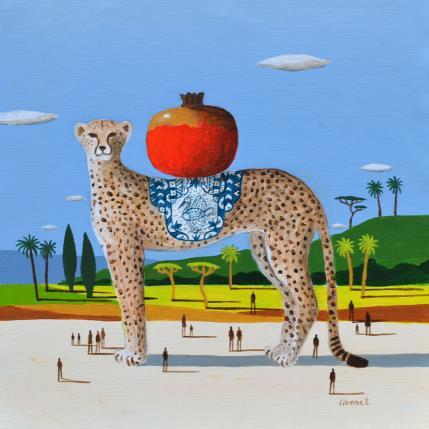 Peinture guépard à la grenade par Lionnet Pascal | Tableau Surréalisme Acrylique Animaux, Paysages, Scènes de vie