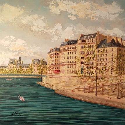 Peinture Pont Saint Louis  par De León Lévi Marcelo | Tableau Figuratif Aquarelle Urbain