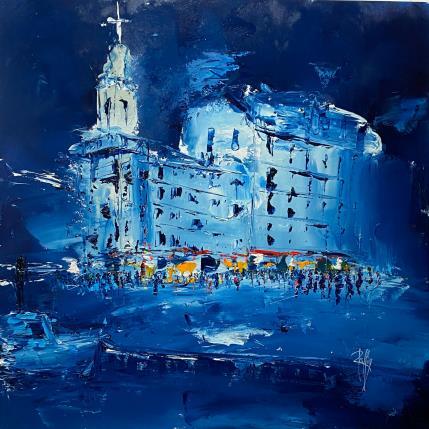 Peinture Balade nocturne par Raffin Christian | Tableau Figuratif Huile Urbain