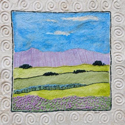 Peinture Purple and blue flowers par Vazquez Laila | Tableau Figuratif Aquarelle, Papier, Textile Nature, Paysages