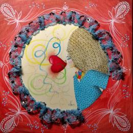 Painting Vengo dal Carnevale by Nai | Painting Surrealism Acrylic, Gluing Life style, Pop icons, Portrait, Society