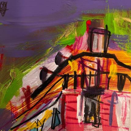 Peinture Paris purple par Anicet Olivier | Tableau Figuratif Acrylique, Pastel Architecture, Urbain