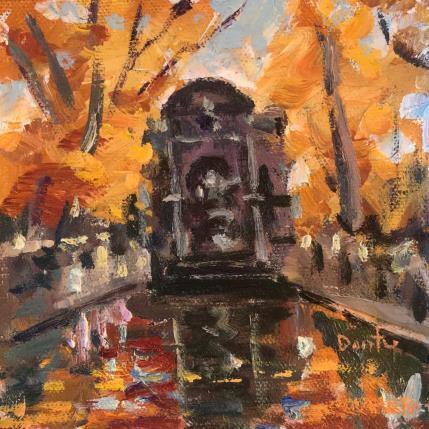 Peinture La fontaine Medici en automne  par Dontu Grigore | Tableau Figuratif Huile Urbain
