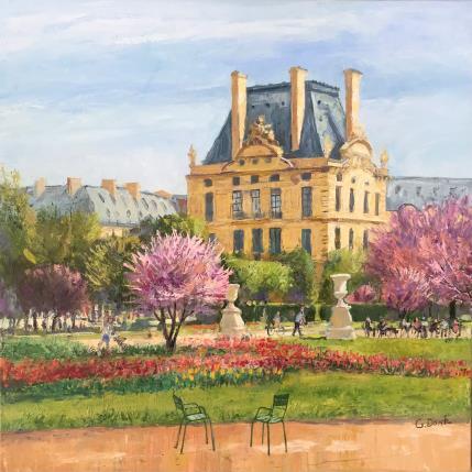 Peinture  Le Louvre, jardin de Luxembourg  par Dontu Grigore | Tableau Figuratif Huile Urbain