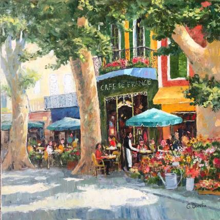 Peinture Café de France  par Dontu Grigore | Tableau Figuratif Huile Urbain