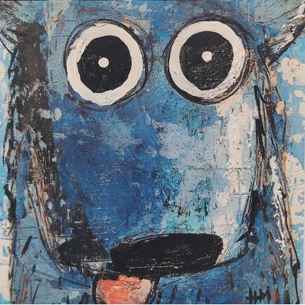 Peinture Ours bleu par Maury Hervé | Tableau Art Singulier Acrylique, Encre, Pigments, Sable Animaux
