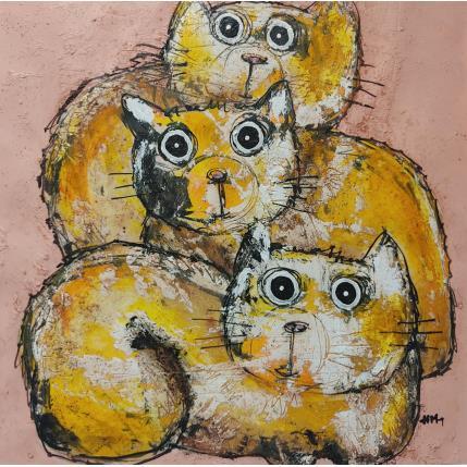 Peinture Pink par Maury Hervé | Tableau Art Singulier Acrylique, Encre, Pigments, Sable Animaux