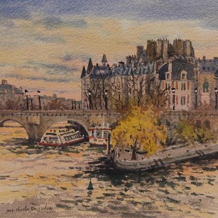 Peinture Paris, le pont Neuf par Decoudun Jean charles | Tableau Figuratif Aquarelle Urbain
