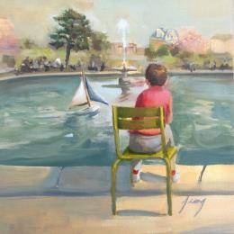 Peinture Un dimanche au jardin du Luxembourg par Jung François | Tableau Figuratif Huile Scènes de vie