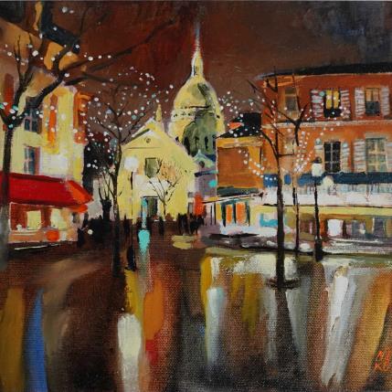 Peinture Place du Tertre par Niko Marina  | Tableau Figuratif Huile Urbain