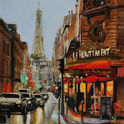 Peinture Le Recrutement Café par Niko Marina  | Tableau Figuratif Huile Urbain