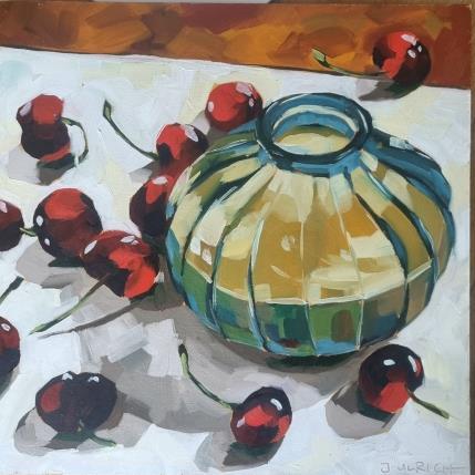 Peinture Cozy cherries par Ulrich Julia | Tableau Figuratif Bois, Huile
