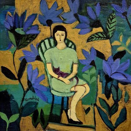 Peinture The violet cat par Sundblad Silvina | Tableau Figuratif Acrylique, Pastel