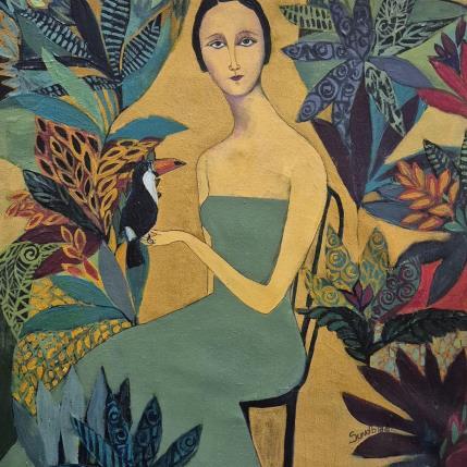 Peinture Tha lady and the toucan par Sundblad Silvina | Tableau Figuratif Acrylique, Pastel