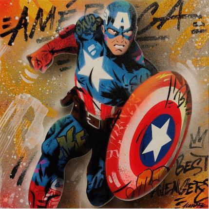 Peinture Captain America par Kedarone | Tableau Pop-art Acrylique, Graffiti Icones Pop