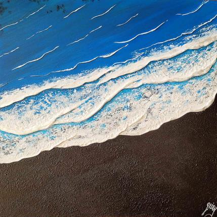 Peinture ISLANDE par Geiry | Tableau Matiérisme Acrylique, Feuille d'argent, Pigments, Poudre de marbre, Résine Marine, Nature, Paysages