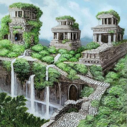 Pintura Cité perdue por Geiry | Pintura Subject matter Acrylic, Marble powder, Pigments Landscapes, Minimalist, Nature