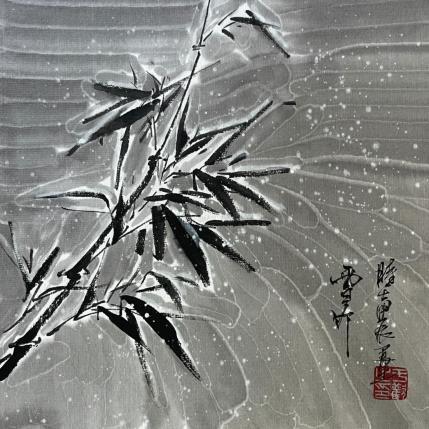 Peinture Snow bamboo par Yu Huan Huan | Tableau Figuratif Encre Nature