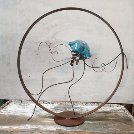Sculpture meduse bleu par Eres Nicolas | Sculpture Figuratif Métal Animaux