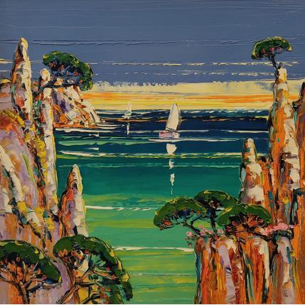 Painting Entre ciel et mer by Corbière Liisa | Painting Figurative Oil Landscapes