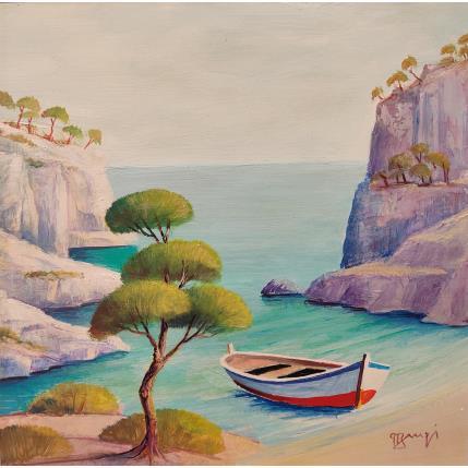 Peinture Barque au pin AQ143 par Burgi Roger | Tableau Figuratif Acrylique Marine, Portraits