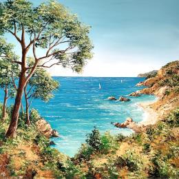 Painting A contemplative view by Blandin Magali | Painting Figurative Oil Landscapes