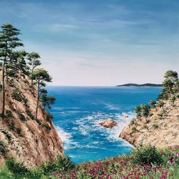 Painting Blooming Big Sur by Blandin Magali | Painting Figurative Oil Landscapes