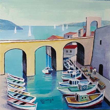 Peinture VALLON DES AUFFES par Burgi Roger | Tableau Figuratif Acrylique Marine, Paysages
