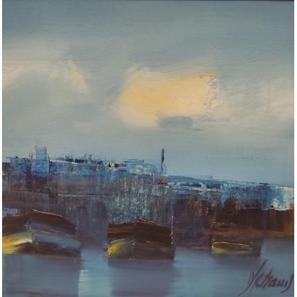 Peinture les 3 barques par Héraud Alain | Tableau Figuratif Huile Marine, Paysages