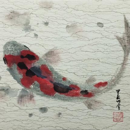 Peinture Carp koi 3 par Du Mingxuan | Tableau Figuratif Aquarelle, Encre Animaux, Marine, Nature