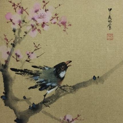 Peinture Bird and flowers 2 par Du Mingxuan | Tableau Figuratif Aquarelle, Encre Animaux, Nature