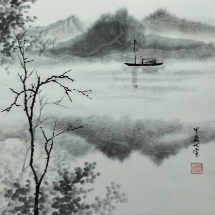 Peinture Boat par Du Mingxuan | Tableau Figuratif Aquarelle, Encre Nature, Paysages