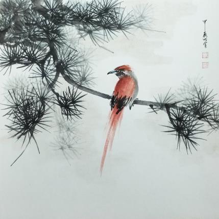 Peinture Amur paradise flycatcher par Du Mingxuan | Tableau Figuratif Aquarelle, Encre Animaux, Nature