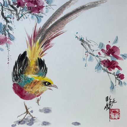 Peinture Golden pheasant par Yu Huan Huan | Tableau Figuratif Encre Animaux