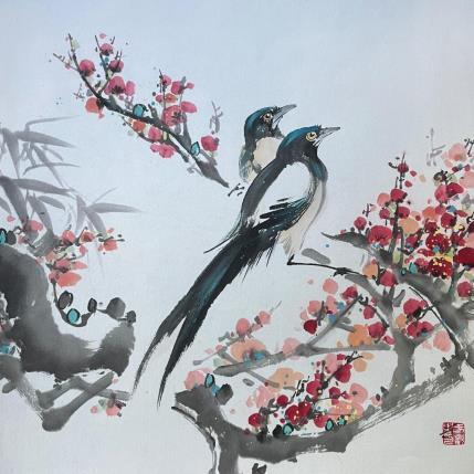 Peinture Birds par Yu Huan Huan | Tableau Figuratif Encre Animaux, Nature