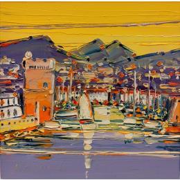 Pintura Back to Marseille por Corbière Liisa | Pintura Figurative Oil Landscapes, Marine
