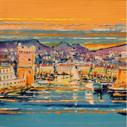 Peinture Le jour se lève, Marseille par Corbière Liisa | Tableau Figuratif Huile Paysages