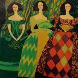 Painting The girls of velazquez by Sundblad Silvina | Painting Naive art Acrylic, Pastel