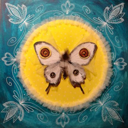 Peinture La farfalla in giallo par Nai | Tableau Surréalisme Acrylique, Collage Nature
