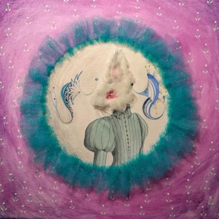 Peinture La bianconiglia e i consiglieri par Nai | Tableau Surréalisme Acrylique, Collage Animaux, Nature, Scènes de vie