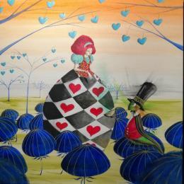 Painting Alice e la fumosità delle cose by Nai | Painting Surrealism Acrylic, Gluing Animals, Life style, Pop icons